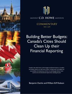 Building Better Budgets: Canada`s Cities Should