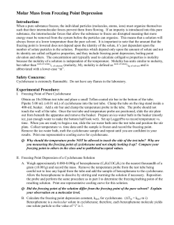 Molar Mass from Freezing Point Depression