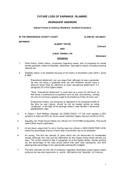 future loss of earnings / blamire: workshop