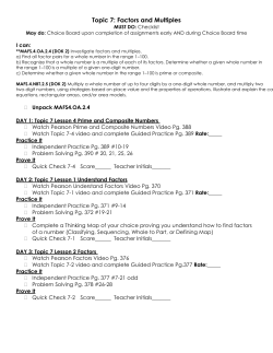 Topic 7: Factors and Multiples