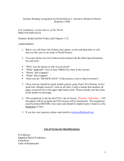 1 Summer Reading Assignment for World History I: Ancient to