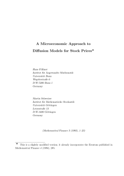 A Microeconomic Approach to Diffusion Models for Stock Prices*
