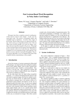 Fast Lexicon-Based Word Recognition in Noisy Index Card Images