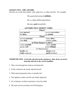 LESSON TWO: THE ADVERB Adverbs are words that modify verbs