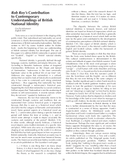 Rob Roy`s Contribution to Contemporary Understandings of British