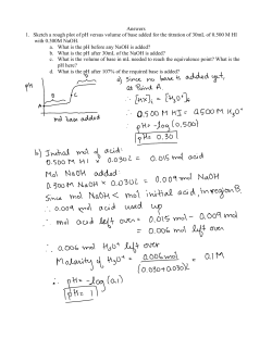 Answers 1. Sketch a rough plot of pH versus volume of base added