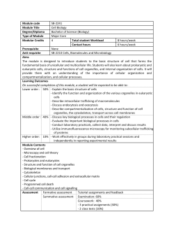 Module code SB-2241 Module Title Cell Biology Degree/Diploma