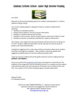 Epiphany Catholic School- Junior High Summer Reading