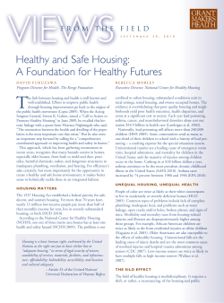 Healthy and Safe Housing: A Foundation for Healthy Futures