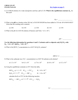 CHEM 132.197 EXAM Ch.16-18 Key begins on page 5. 1. A 0.100 M
