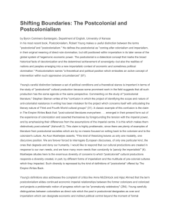 Shifting Boundaries: The Postcolonial and Postcolonialism