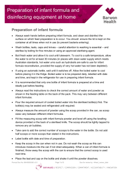 Preparation of infant formula and disinfecting