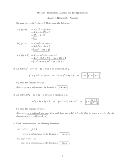 MA 123 - Elementary Calculus and Its Applications Chapter 1