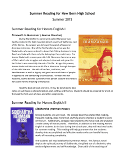 Summer Reading for New Bern High School Summer 2015 Summer