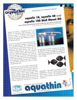 aquafin 10, aquafin 40 and aquafin 100 Wall Mount RO