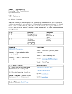 Spanish 7 Curriculum Map Stockbridge Valley Central Schools