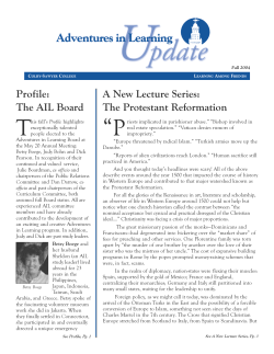 The AIL Board A New Lecture Series: The Protestant Reformation