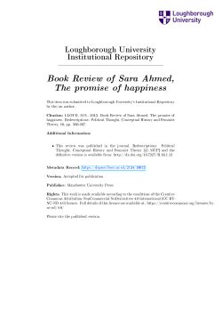 Book Review of Sara Ahmed, The promise of happiness