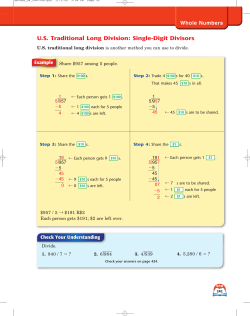 US Traditional Long Division: Single-Digit Divisors