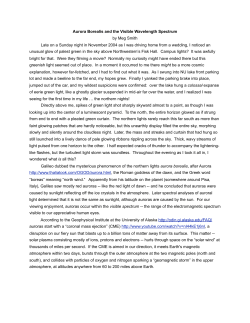 Aurora Borealis and the Visible Wavelength Spectrum