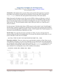 Supplemental: Using Stata for OLS Regression