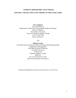 MARKETS, HIERARCHIES AND FAMILIES: TOWARD A