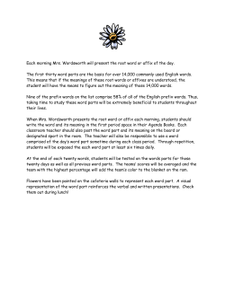 Each morning Mrs. Wordsworth will present the root word or affix of