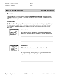 Number Sense: Integers Student Worksheet - TI Education
