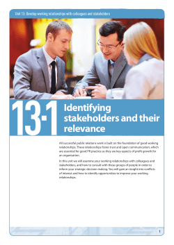 Topic guide 13.1: Identifying stakeholders and their
