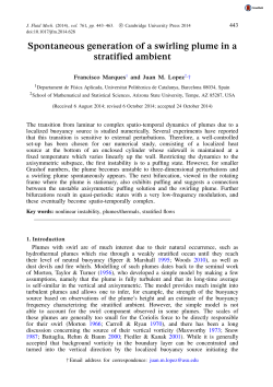 Spontaneous generation of a swirling plume in a stratified ambient