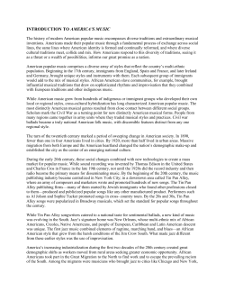 INTRODUCTION TO AMERICA`S MUSIC