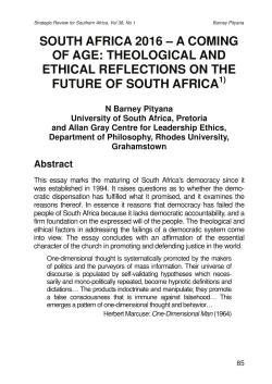 south africa 2016 &ndash; a coming of age: theological and ethical