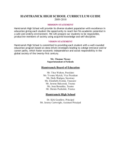 HAMTRAMCK HIGH SCHOOL CURRICULUM GUIDE