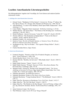 Leseliste Amerikanische Literaturgeschichte