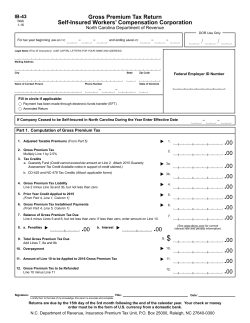 Gross Premium Tax Return Self-Insured Workers` Compensation
