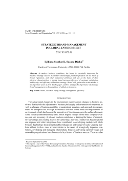 STRATEGIC BRAND MANAGEMENT IN