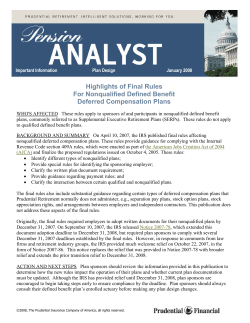Highlights of Final Rules For Nonqualified Defined Benefit Deferred