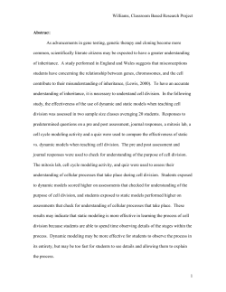 Williams, Classroom Based Research Project 1 Abstract: As