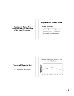 Importance of this Topic Seasonal Thermocline