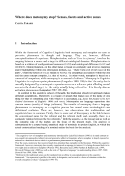 Carita Paradis (2003). Where does metonymy stop? Senses, facets