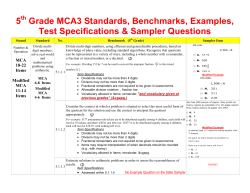 5th Grade MCA3 Standards, Test Specs and Sampler Items