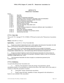 Homeowner Association Act