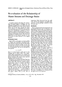 Re-evaluation of the Relationship of Master Streams and Drainage