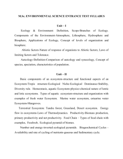 M.Sc. ENVIRONMENTAL SCIENCE ENTRANCE TEST SYLLABUS
