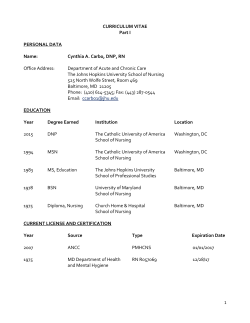 CURRICULUM VITAE Part I PERSONAL DATA Name: Cynthia A