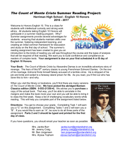 The Count of Monte Cristo Summer Reading Project: