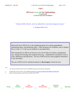 3. MS Excel for Epidemiology