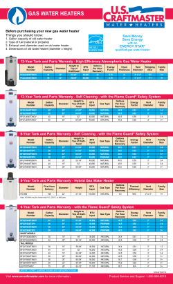 gas water heaters - US Craftmaster Water Heaters