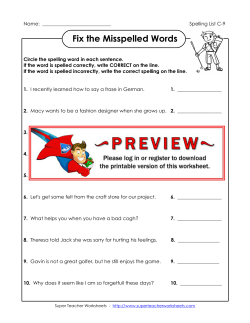 Fix the Misspelled Words - Super Teacher Worksheets