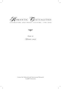 Romantic Textualities: Literature and Print